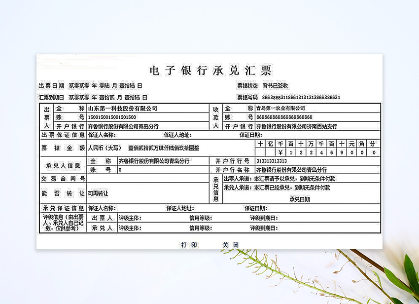 电子承兑汇票识别样本1